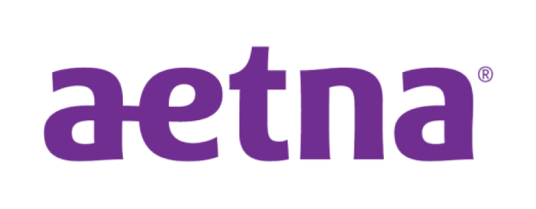 Aetna logo in purple text on white background, dental insurance provider.