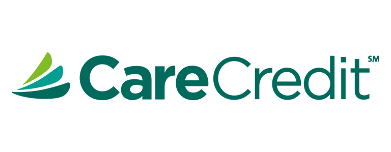 CareCredit logo with green leaf design and teal text on white background