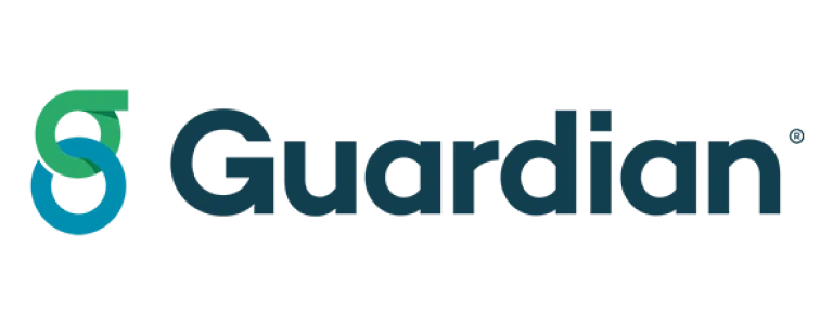 Guardian logo featuring teal and navy interlocking design with company name text.