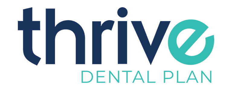Thrive Dental Plan logo with navy text and teal accent letter e